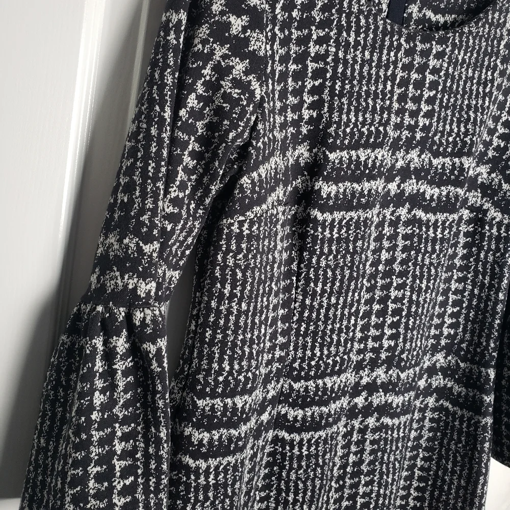 Talbots Womens Dress Black Sheath Workwear Houndstooth Cotton Blend Knit - Picture 3 of 8